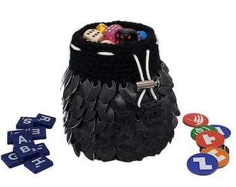 Dragon Scale Dice Bag: Hand-Crocheted Aluminum Token Pouch