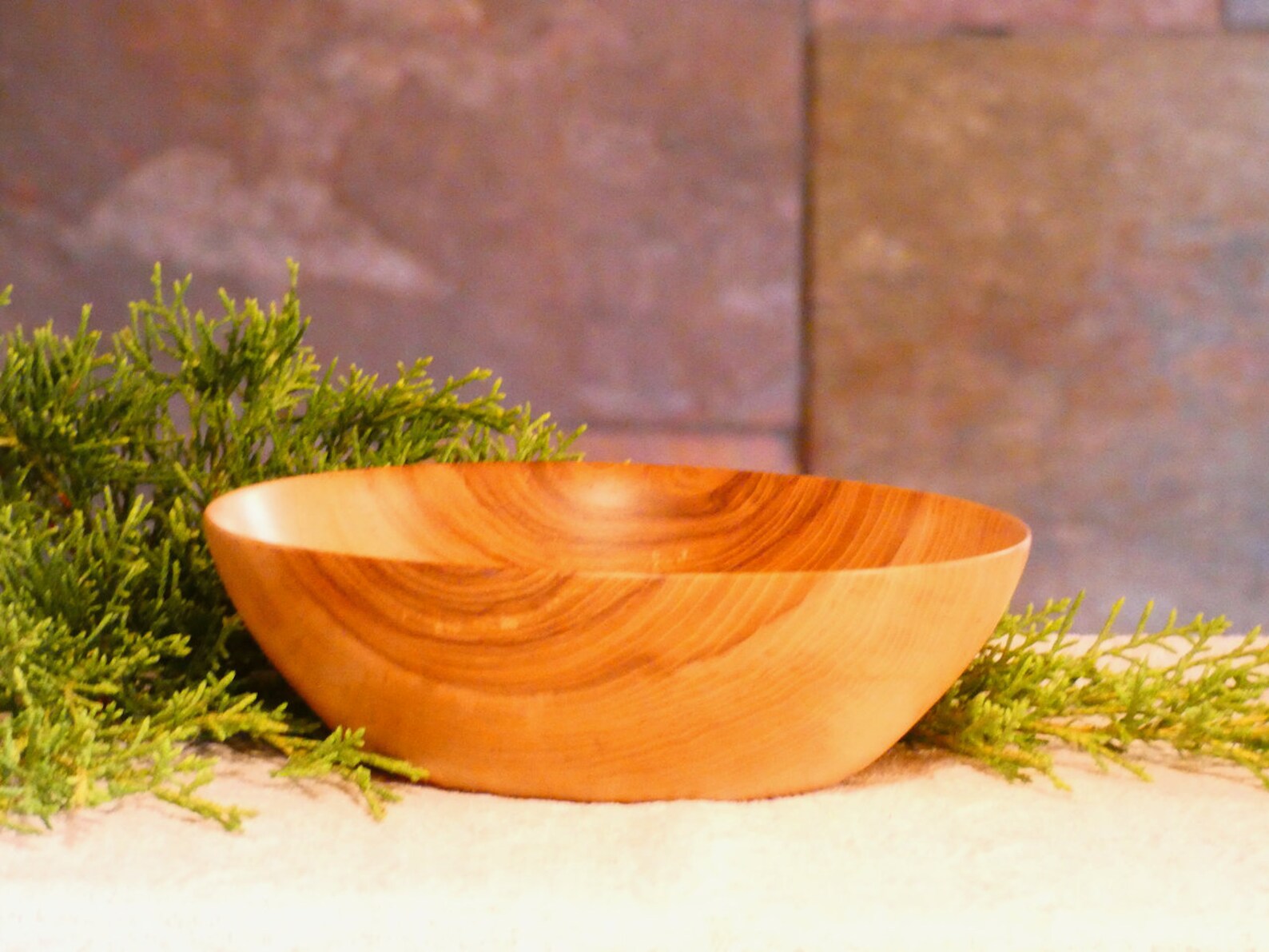 Apple Wood Bowl Hand Turned Beautiful Grain Shallow With Etsy