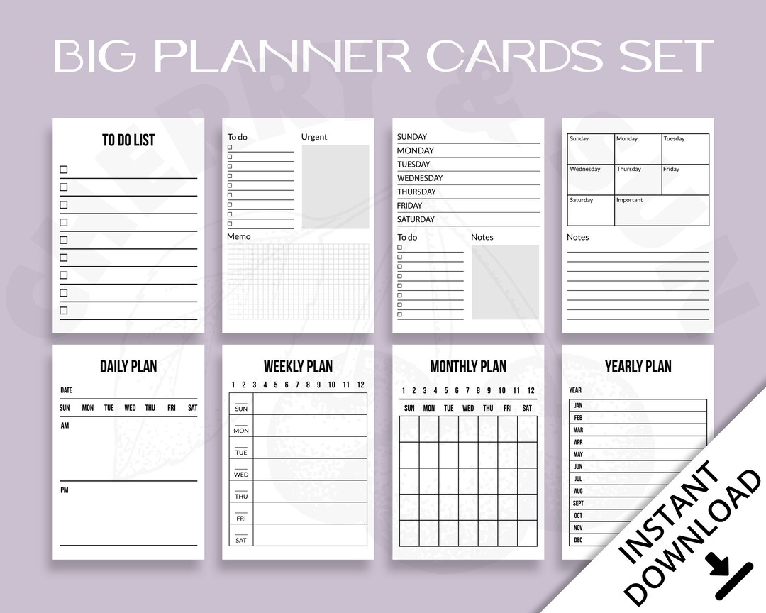 Planner Cards Set, Printable Sticky Notes, Notepad, Memo Pad, Journal ...