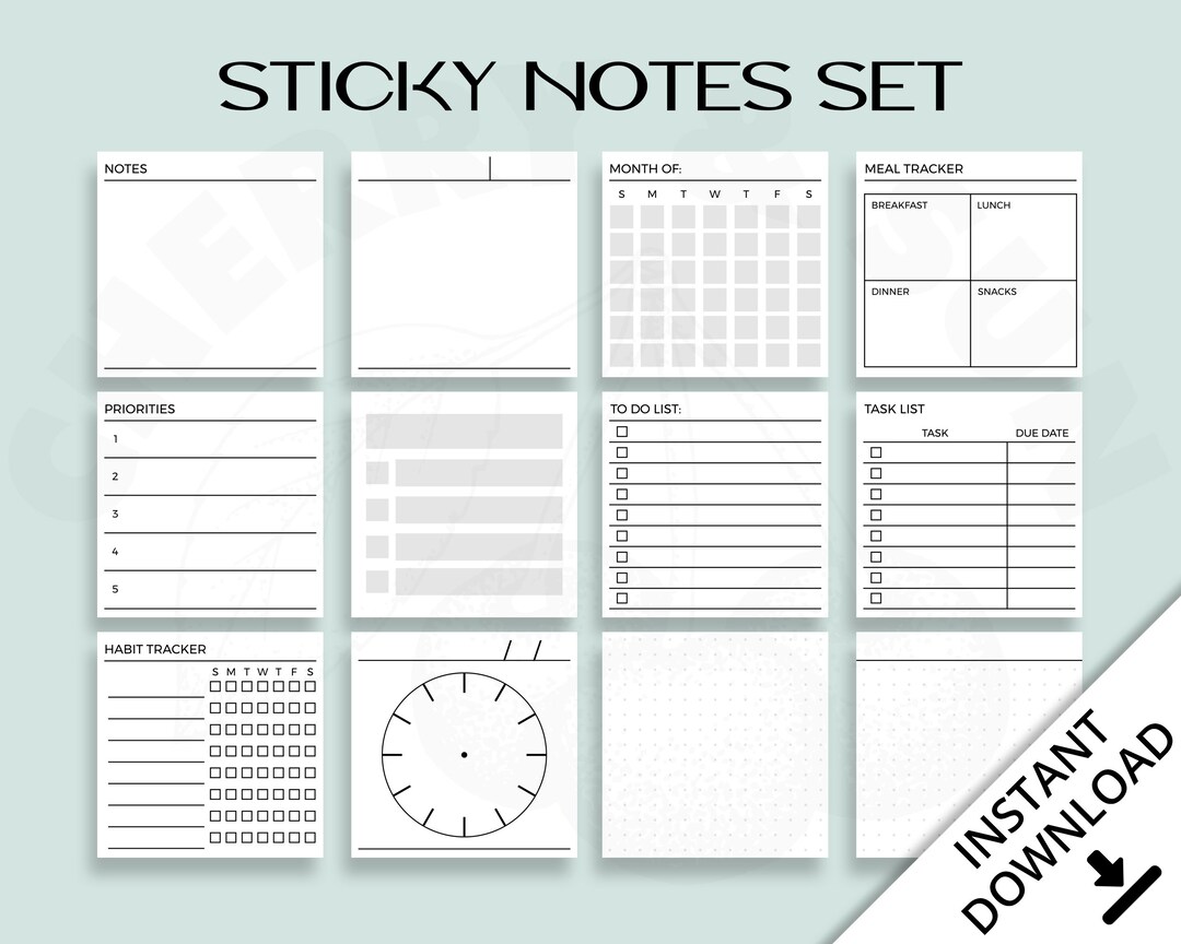 Printable Sticky Notes | Minimalist Design | 3x3 Inch Sticky Notes ...