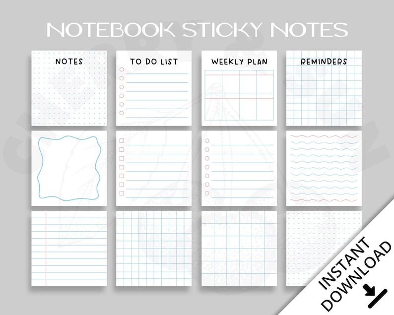Notebook Sticky Notes | Minimalist Design | Printable Notepad | Journal | Bujo | To Do | Weekly Planner | Planner Cards | Memo Pad image 1
