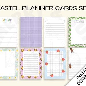 Pastel Planner Cards, Sticky Notes, Printable Notepad Memo Pad, Journal, Bujo, To Do Habit, Memo, Daily Weekly, Plan, Project Tracker
