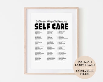 Different Ways To Practice Self Care Digital Poster Print, Wall Art Home Dorm Decor, Inspirational Motivational Quote, Printable, Bedroom