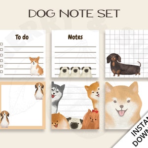 Notas adesivas para impressão de cachorro, papel de carta Kawaii, cartões de planejador de memorando, diário, Bujo, tarefas, hábito mensal, pug, cachorrinho, cachorrinhos, corgi