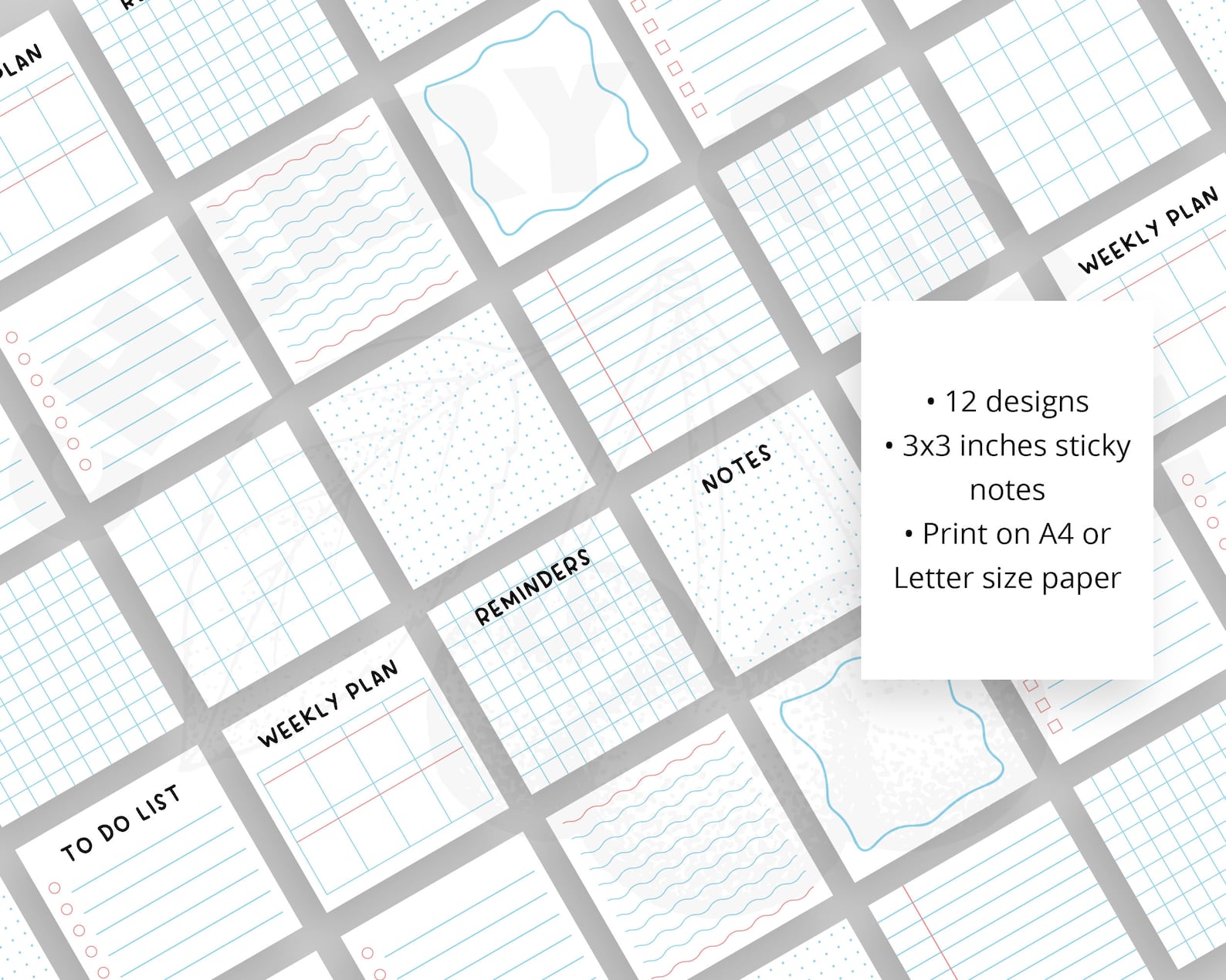 Notebook Sticky Notes | Minimalist Design | Printable Notepad | Journal ...