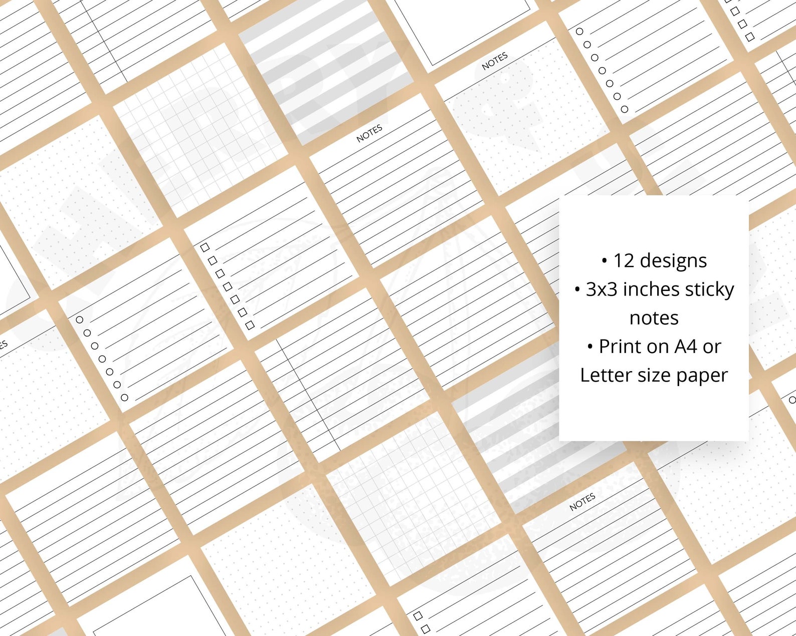 Simple Printable Sticky Notes, Minimalist Design, 3x3 Inch, Journal ...