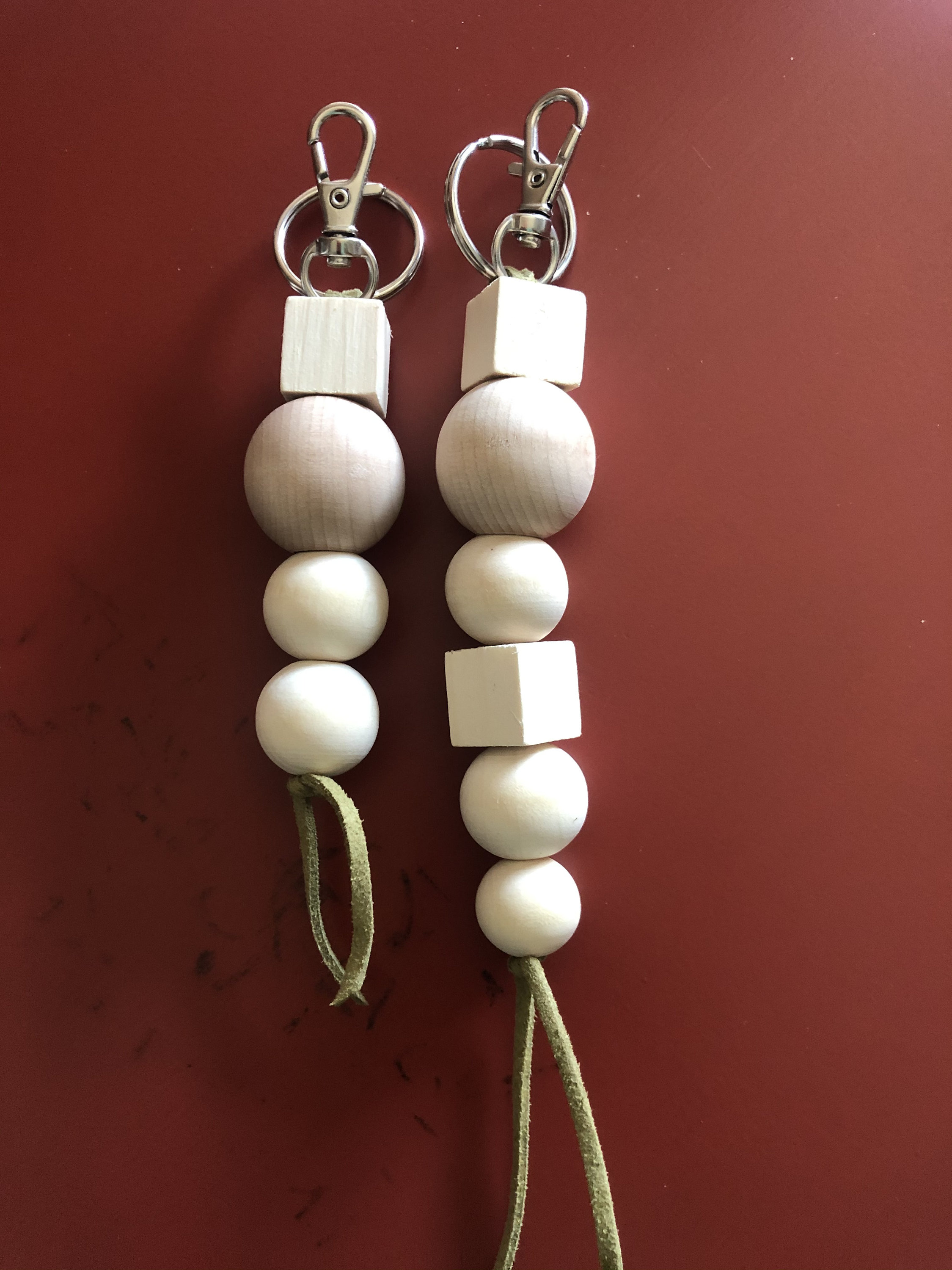 Wood Bead Key Chain Wooden Bead Key Ring Handmade Key Etsy