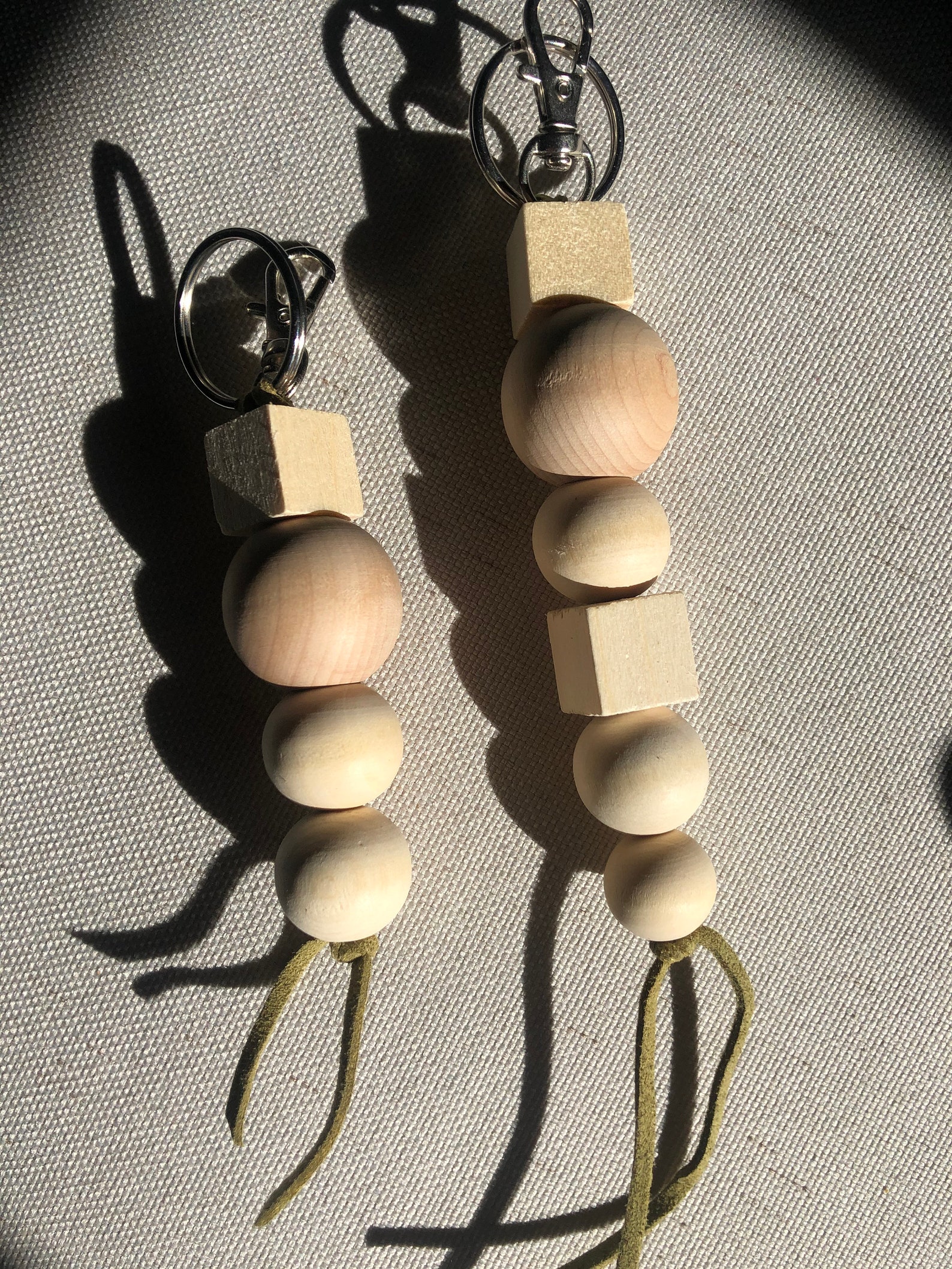 Wood Bead Key Chain Wooden Bead Key Ring Handmade Key Etsy