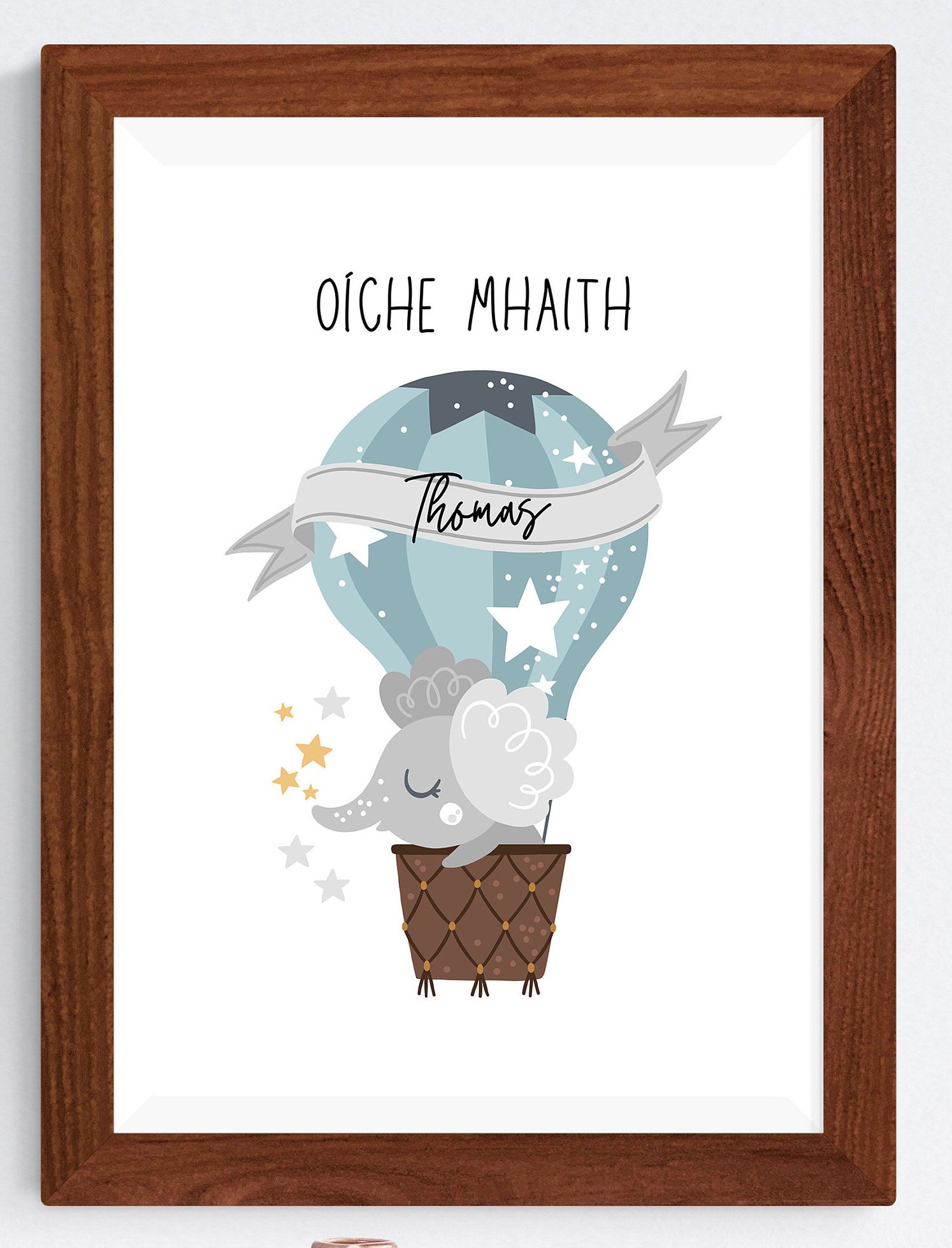Oíche Mhaith PERSONALISED (Good Night) Print (unframed), Irish Baby G…