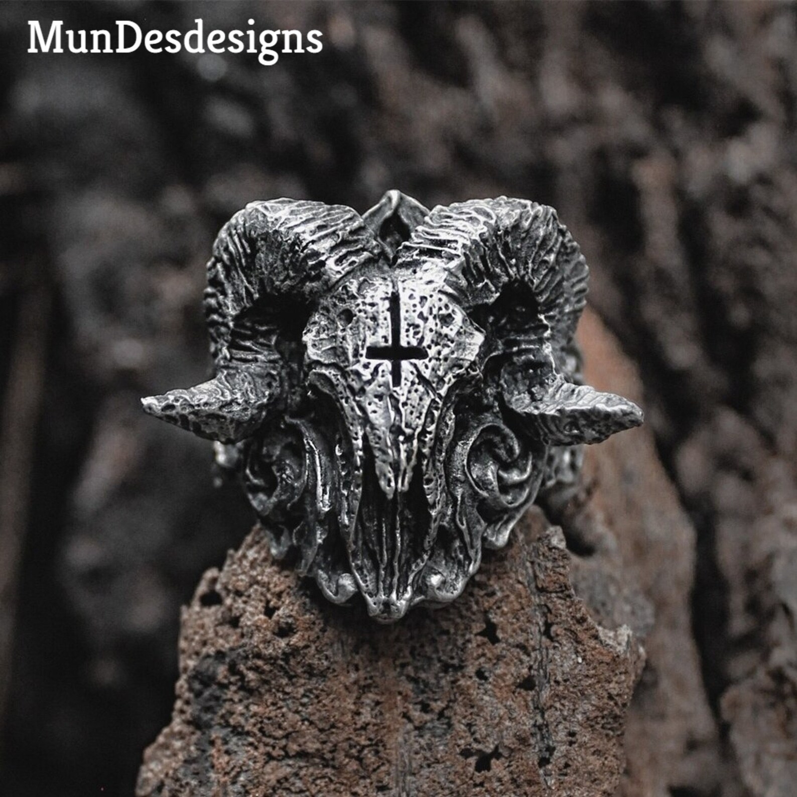 Satanic Demon ring Gothic Satanic Demon Sorath Skull Ring Men Etsy