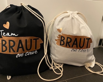 Team Braut - Braut Tour Beutel Tasche Turnbeutel Geschenk JGA Junggesellen Abschied