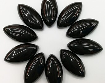 Black Agate Marquise Cabochon: Loose Gemstone for Jewelry Making