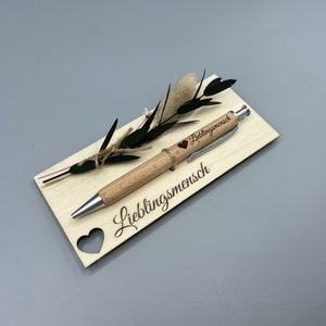 Ballpoint pen personalized with engraving made of wood gift with dried flowers