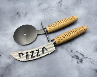 Cortador de pizza personalizado con grabado en set - regalo individual