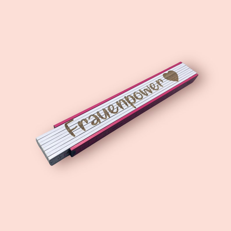 Folding ruler personalized with engraving made of beech wood for women pink pink white image 8