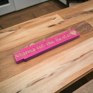Folding rule personalized with engraving made of beech wood for women - Pink