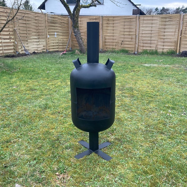 Garden oven made of solid steel in black