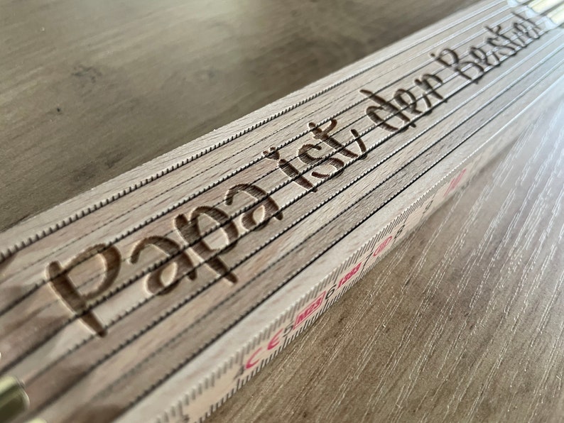 Folding ruler personalized with engraving made of beech wood image 1