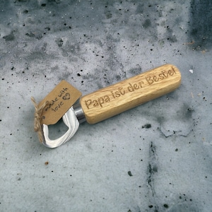 Bottle opener personalized with individual engraving made of beech wood