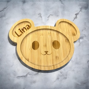 Children&#39;s plate personalized with engraving made of wood - baby plate - gift for children - mouse