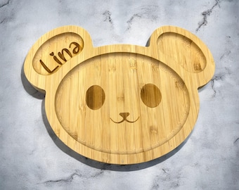 Children's plate personalized with engraving made of wood - baby plate - gift for children - mouse