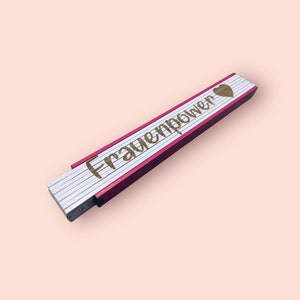 Folding ruler personalized with engraving made of beech wood for women pink pink white image 7