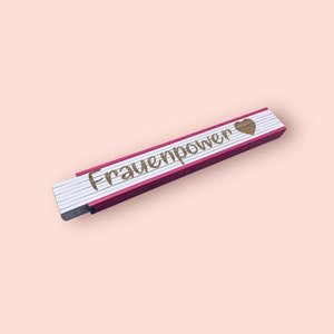 Folding ruler personalized with engraving made of beech wood for women pink pink white image 3