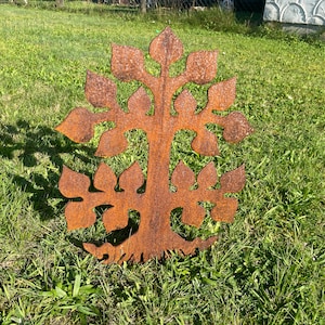 Estaca de jardín Árbol de la vida de metal patinado decoración rústica de jardín