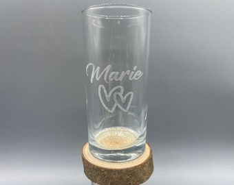 Glas personalisiert  mit individueller Gravur - Geschenk Hochzeit - Geburtstag