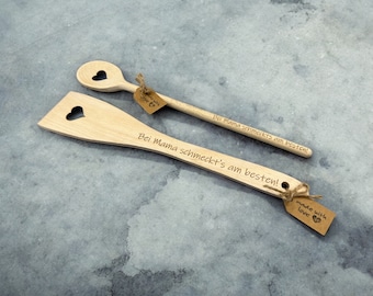 Wooden spoon set personalized with engraving