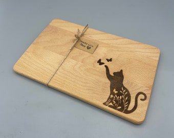 Cute breakfast board with cat motif, snack cat love, customizable