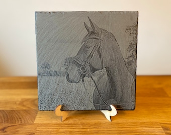 Custom photo engraved on slate - personalized picture as a unique gift