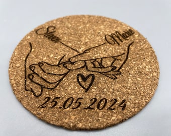 Personalized cork wedding coasters