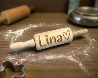Kinder-Teigroller mit Gravur - Nudelholz für kleine Bäcker personalisiert
