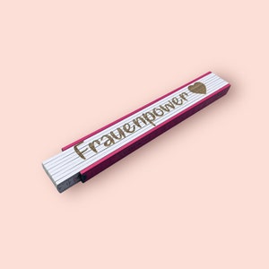 Folding ruler personalized with engraving made of beech wood for women pink pink white image 9