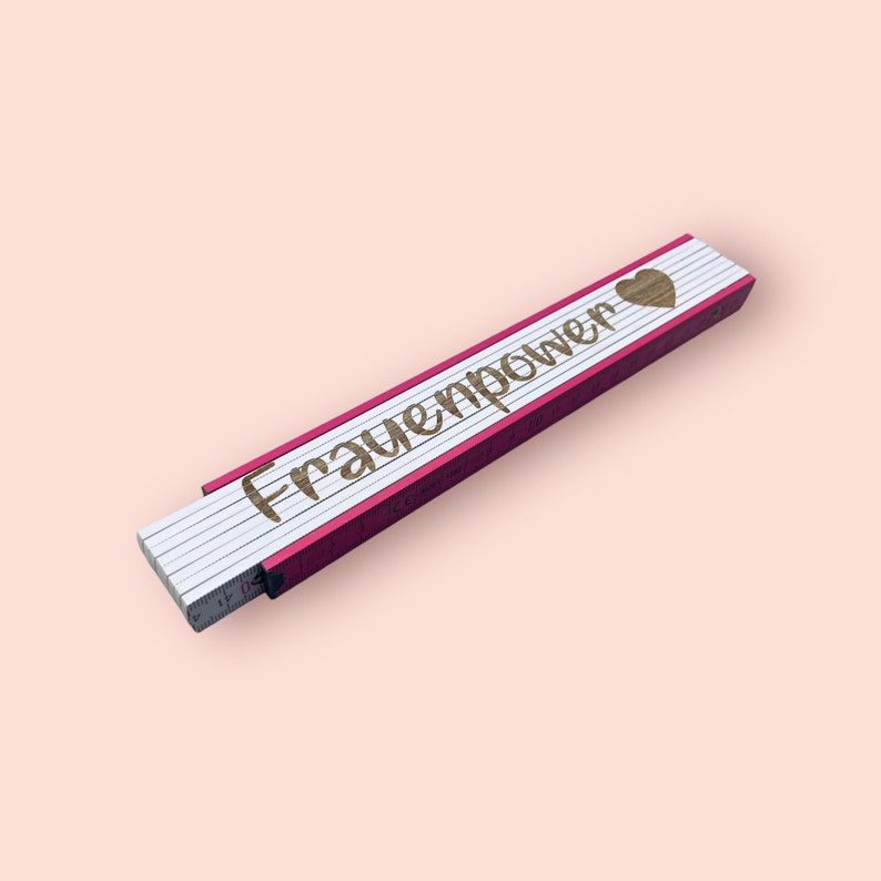 Folding ruler personalized with engraving made of beech wood for women pink pink white image 9