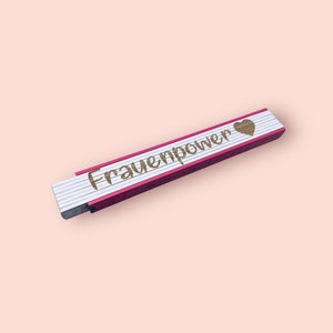Folding ruler personalized with engraving made of beech wood for women pink pink white image 2
