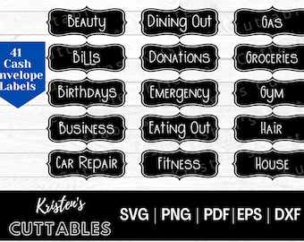 Cash Envelope Labels SVG - Budget Binder Svg - Budgeting SVG - Cash Tracker SVG -  Cash Envelope System - Goals Svg - Money Wallet - Cricut