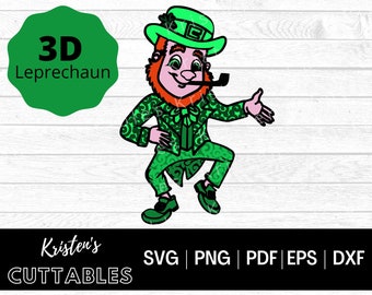 3D Layered Leprechaun SVG - St Patrick's Day Svg - Shamrock SVG - Layer Svg - Lucky Svg - Cut File for Cricut - Lucky Shamrock Png - Clover