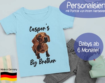 Personalized shirt for babies & toddlers "Big Brother" with digital painting of dog / cat, photo baby shirt, photo gift for children
