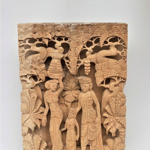 Balinese Handmade Wooden Balinese Carvings 50x30x7 cm Wood Carving, Sculpture, Art from Bali Indonesia