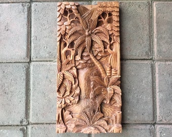 Bali Handcrafted Coconut Tree Wood Carving, Sculpture, Art from Bali Indonesia
