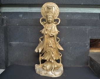 アンティーク アンティーク 中国風 観音像 - 38 cm/15