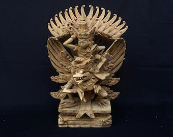 バリ島手作り木製ガルーダ ウィスヌ像 30x20x10 cm 木彫り、彫刻