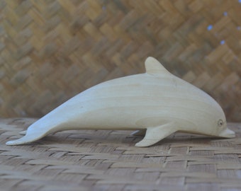 Statue balinaise de dauphin en bois, sculpture sur bois, sculpture, art de Bali, Indonésie