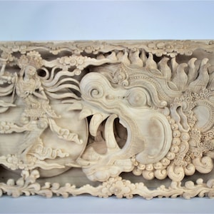 Balinese Handmade Wood carving Kala Rau Ratih 30x50x7 cm Wood Carving, Sculpture, Art from Bali Indonesia