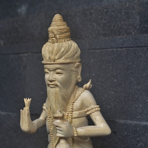 Balinese Handmade Wooden Rsi Statue Size 30 cm x 12 cm x 9 cm Wood Carving, Sculpture, Art from Bali Indonesia