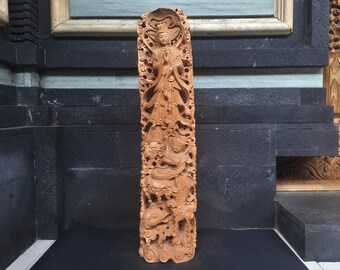 Wooden Kwan Yin Statue, Hand Carved Guan Yin Sculpture, Buddhist Altar Art