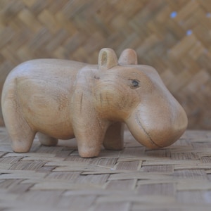 Handmade Balinese Hippopotamus Wooden Sculpture Size 6 cm x 11 cm x 5 cm Wood Carving, Sculpture, Art from Bali Indonesia