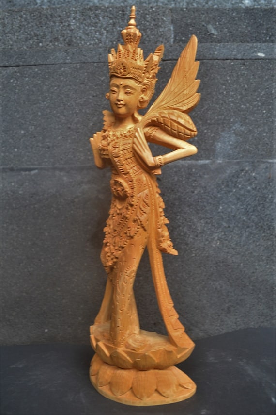 スリ女神像 手作り、木彫り、彫刻、インドネシア バリ島美術 - Etsy 日本